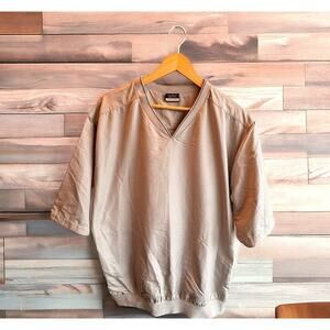 Nike Golf Short Sleeve Jacket Men Khaki Zip Pockets V-Neck Windbreaker XL